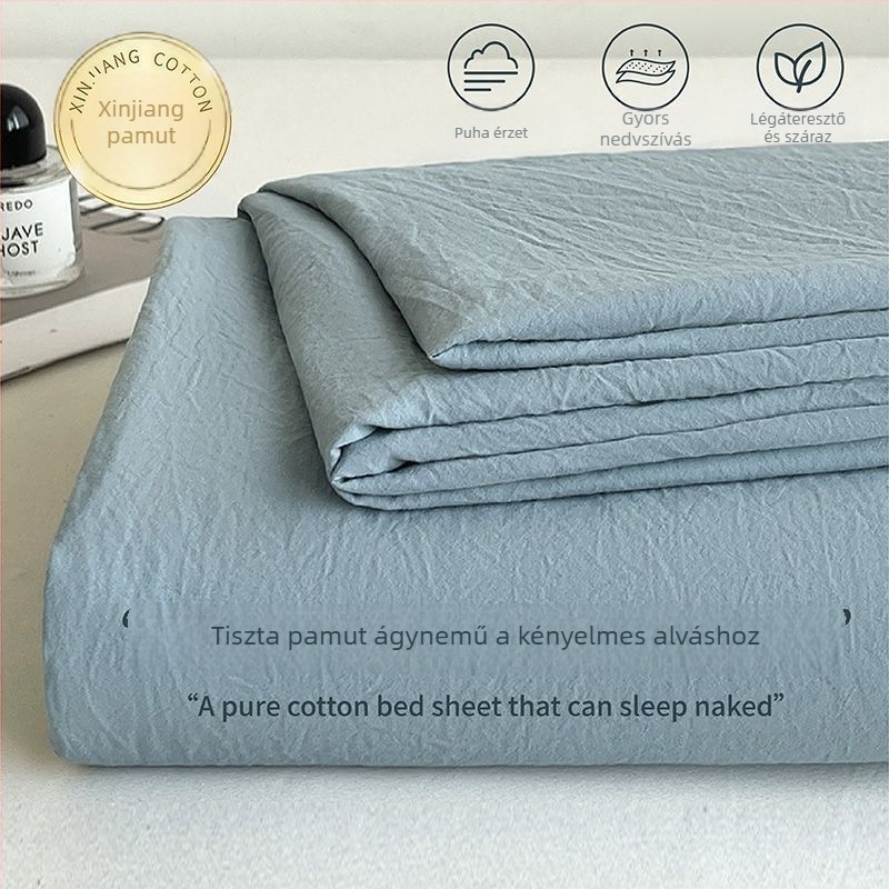 Ins-stílusú minimalist pamut ágyneműkészlet, 3 részes, Twill, bolyhosított felület, reaktív nyomtatás és festés