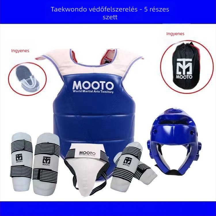Taekwondo védőfelszerelés – teljes készlet gyerekeknek és felnőtteknek edzéshez, 5–8 darabos, vastagított védőelemek