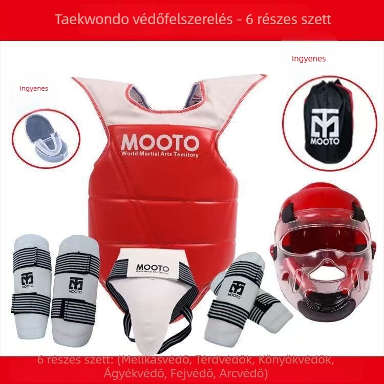 Taekwondo védőfelszerelés – teljes készlet gyerekeknek és felnőtteknek edzéshez, 5–8 darabos, vastagított védőelemek