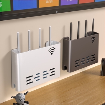 Router falra szerelhető tároló – fém, minimalist stílus, 1 szint, alkalmas hálószobára és nappalira
