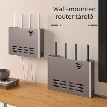 Router falra szerelhető tároló – fém, minimalist stílus, 1 szint, alkalmas hálószobára és nappalira