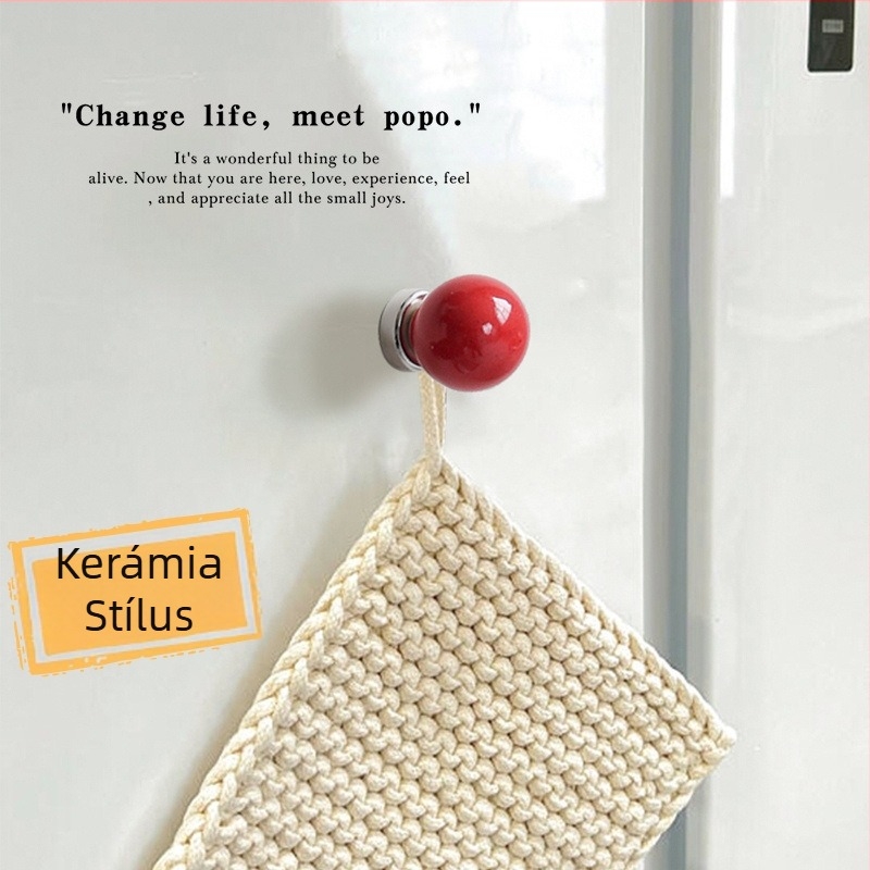 Kerámiagömbös mágneses akasztó – egyetlen kampó, modern minimalista stílus, teherbírás 3–5 kg, modell JY318