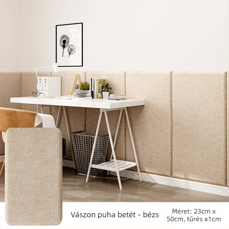 Öntapadó lenvászon fejtámla falikép, tatami körüli falvédő rész, ágy melletti védőelem, dekoratív falikép