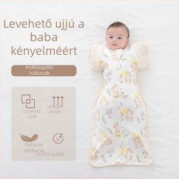 Újszülött számára lélegző, tiszta pamut cocoon-stílusú hálzsák, téli–tavaszi–őszi használatra