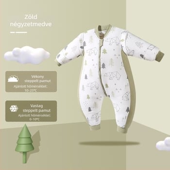 Téli vastagított baba hálózsák 100% pamutból, levehető ujjak, mesés rajzolt mintával, 80 cm hosszú, fém cipzárral.