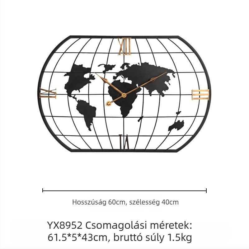 Fali óra YX8838, fém számlap és ház, másodpercek mozgása, 24 órás kijelzés