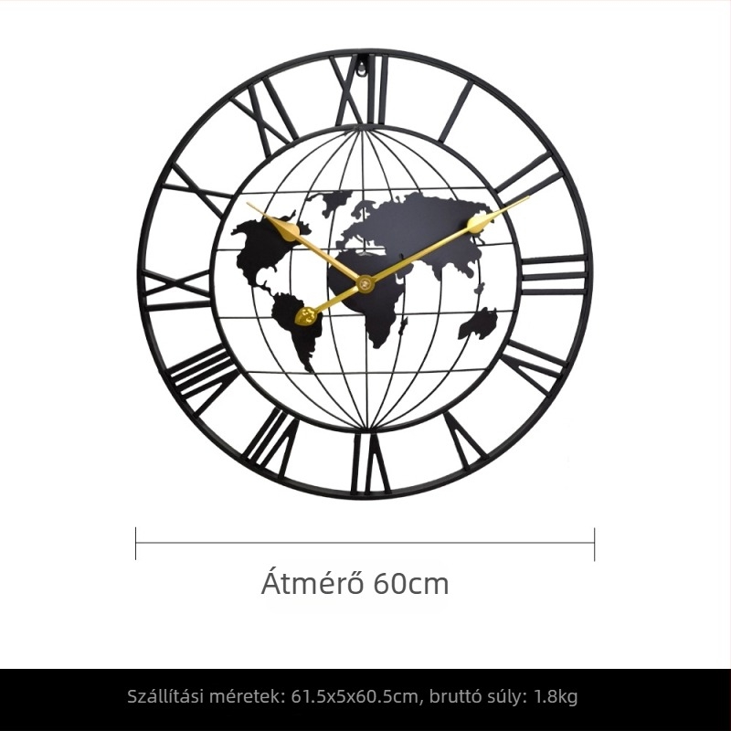 Fali óra YX8838, fém számlap és ház, másodpercek mozgása, 24 órás kijelzés