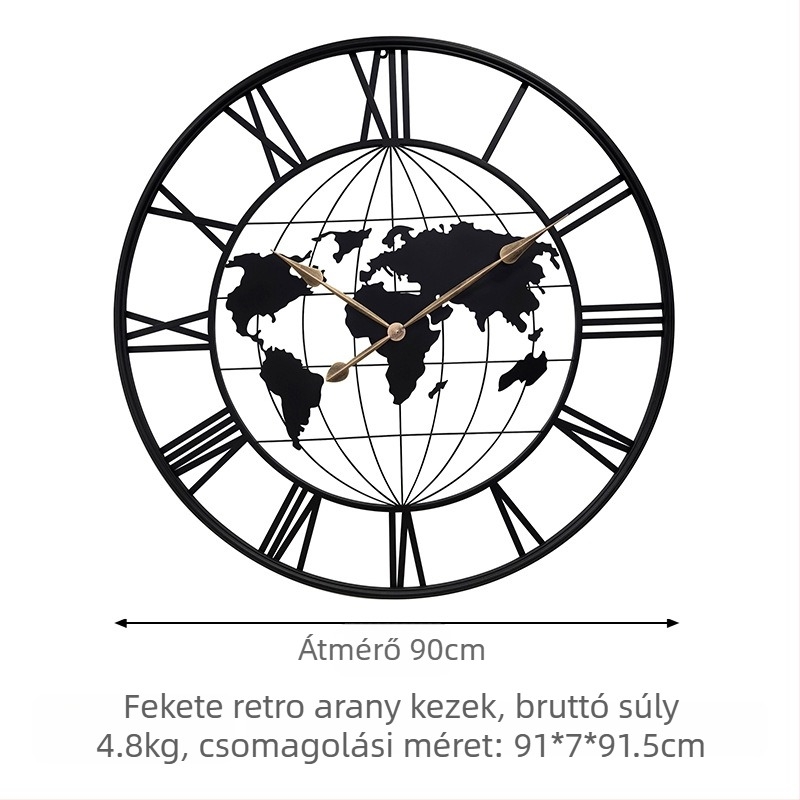 Fali óra YX8838, fém számlap és ház, másodpercek mozgása, 24 órás kijelzés