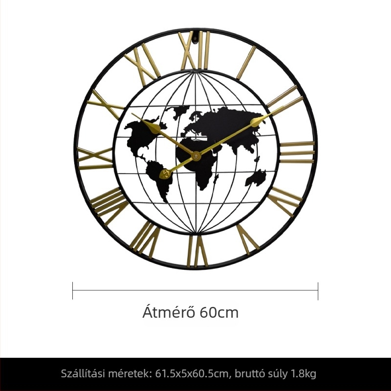 Fali óra YX8838, fém számlap és ház, másodpercek mozgása, 24 órás kijelzés