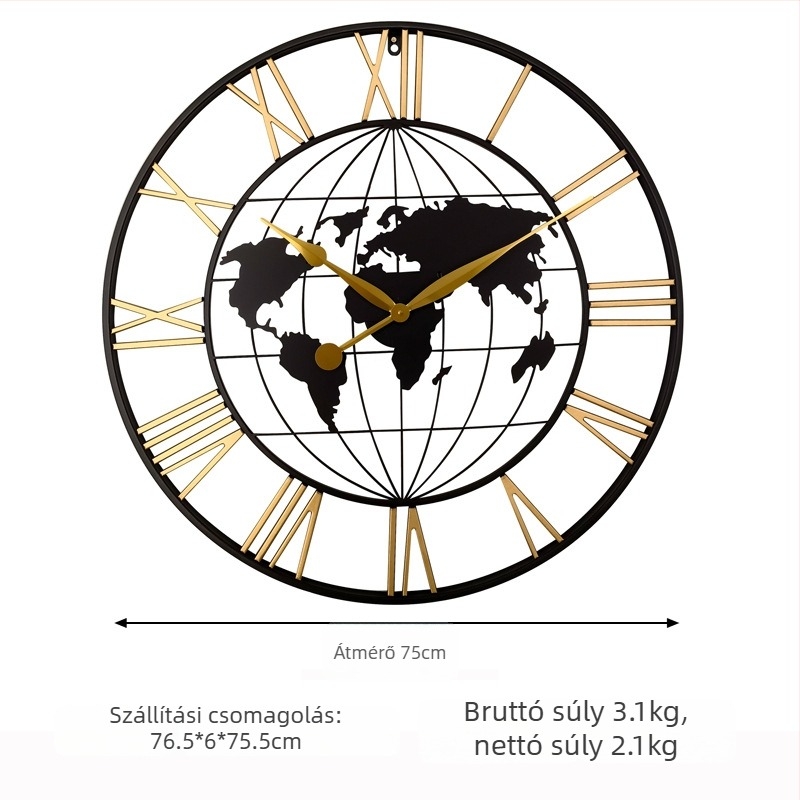 Fali óra YX8838, fém számlap és ház, másodpercek mozgása, 24 órás kijelzés