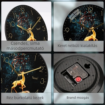 Fali óra, kör alakú, MDF számlap, műanyag ház, kvarc mechanizmus Celestial Pole Star 8858, analóg kijelző számokkal, modern minimalist stílus