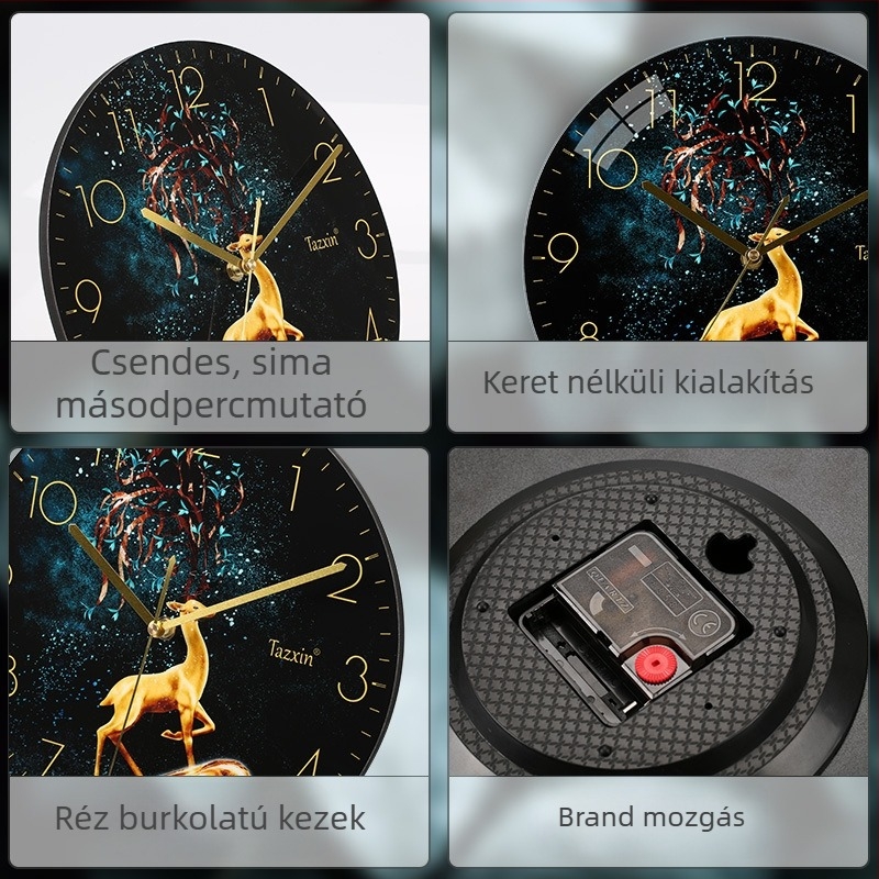 Fali óra, kör alakú, MDF számlap, műanyag ház, kvarc mechanizmus Celestial Pole Star 8858, analóg kijelző számokkal, modern minimalist stílus