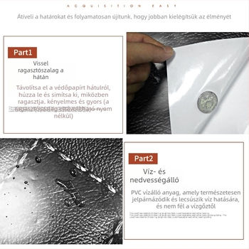 Pag 3D falidísz TV háttérfalhoz – öntapadós, vízálló PVC falikép, bőrhatás, európai stílus a nappaliba