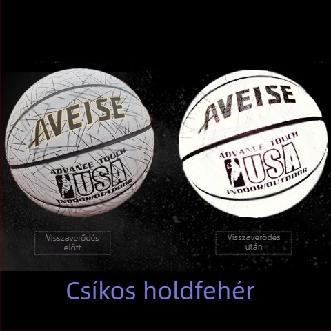 No.7 Korlátozott Kiadású Reflektív Világító Kosárlabda Kék Fénnyel és Csillagos Égbolt Hold Mintával Fehér Alapon