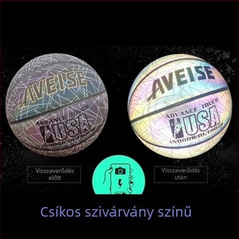 No.7 Korlátozott Kiadású Reflektív Világító Kosárlabda Kék Fénnyel és Csillagos Égbolt Hold Mintával Fehér Alapon