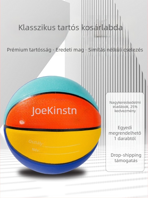 Gyerekeknek szánt edzőkosárlabda – PU kopásálló, csúszásmentes felület; labda sorszáma 5; testreszabható logó