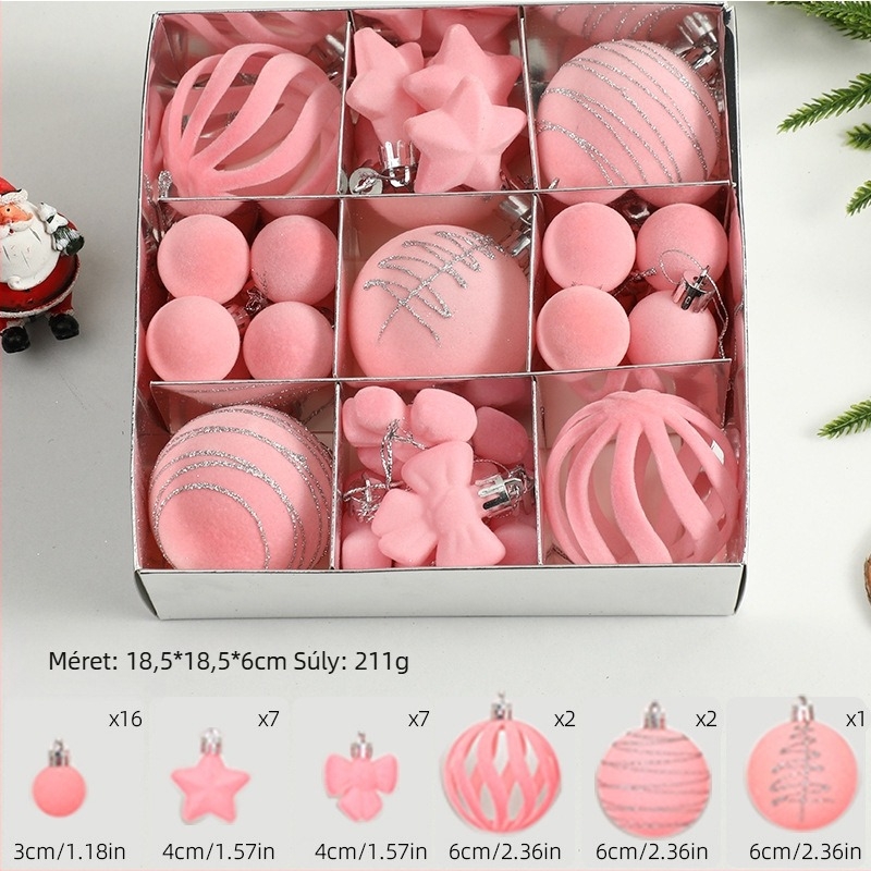 Karácsonyfadísz gömbök velúrhatású felülettel és festve (Márka: Art exhibition; Anyag: műanyag; Stílus: könnyed luxus; Kézművesség: szitanyomás)