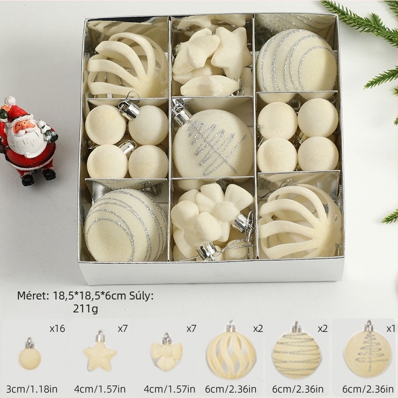 Karácsonyfadísz gömbök velúrhatású felülettel és festve (Márka: Art exhibition; Anyag: műanyag; Stílus: könnyed luxus; Kézművesség: szitanyomás)