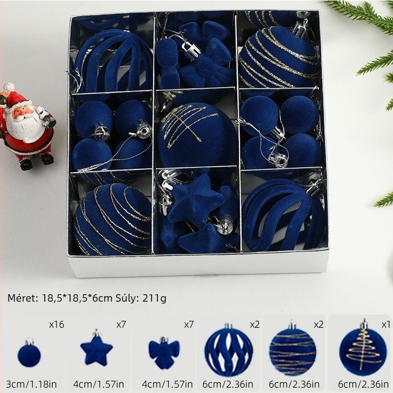 Karácsonyfadísz gömbök velúrhatású felülettel és festve (Márka: Art exhibition; Anyag: műanyag; Stílus: könnyed luxus; Kézművesség: szitanyomás)