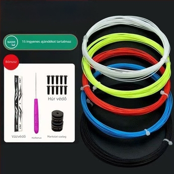Badminton ütőhúr készlet — nylon rostból, feszítés 18–30 lb, Record Work, badmintonhoz.
