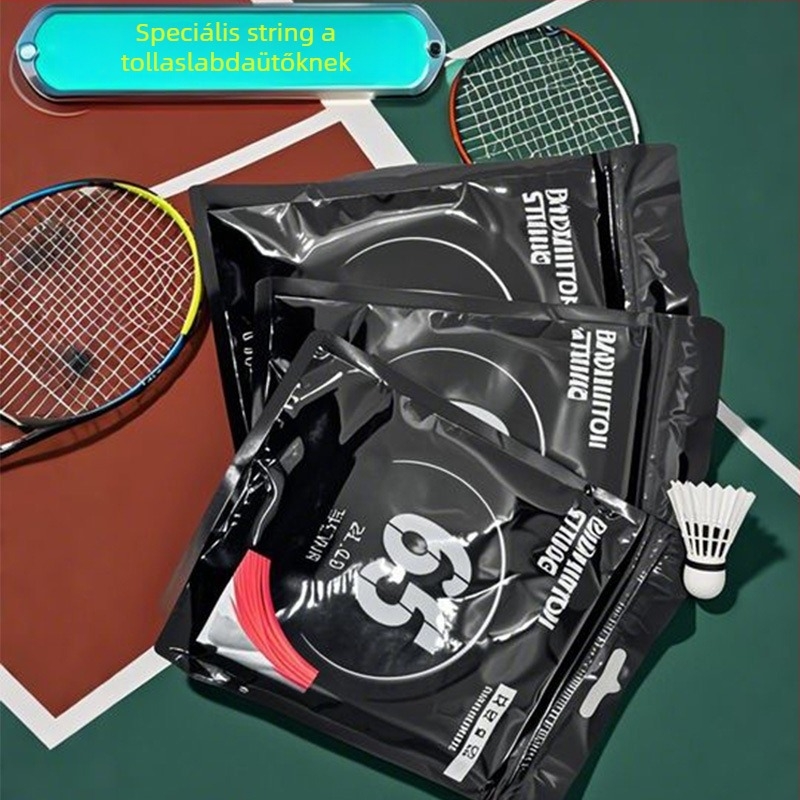 Badminton ütőhúr készlet — nylon rostból, feszítés 18–30 lb, Record Work, badmintonhoz.