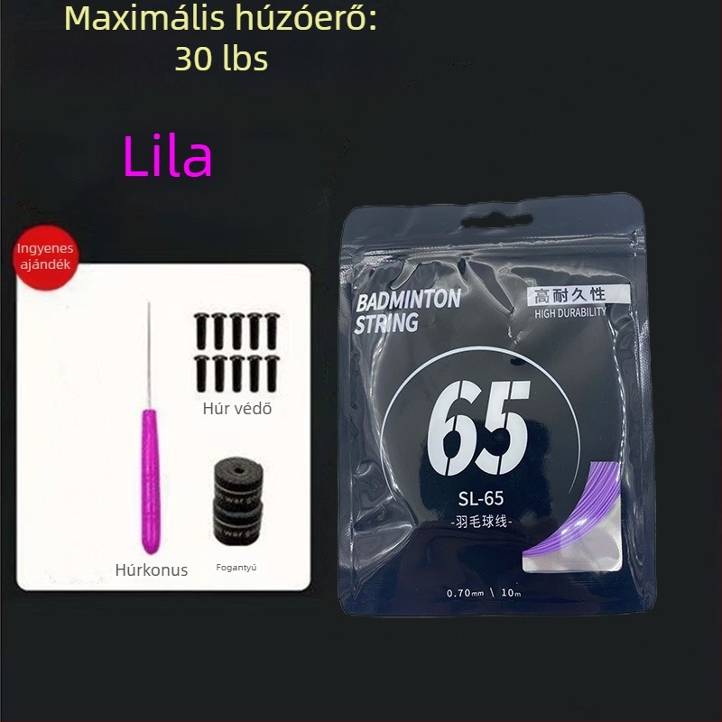 Badminton ütőhúr készlet — nylon rostból, feszítés 18–30 lb, Record Work, badmintonhoz.