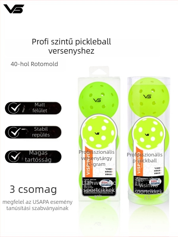Vispinvo pickleball labda – 40 lyuk, PE anyag, tömeg 26 g
