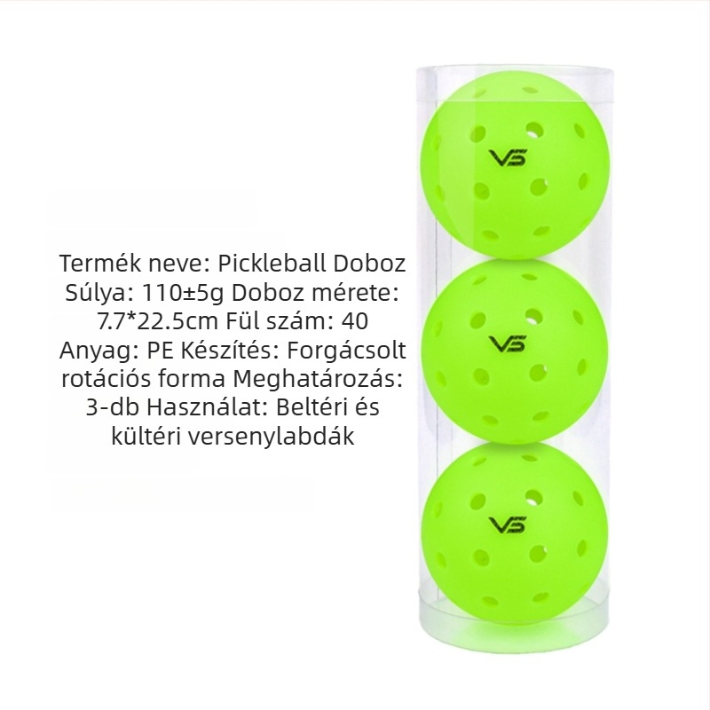 Vispinvo pickleball labda – 40 lyuk, PE anyag, tömeg 26 g