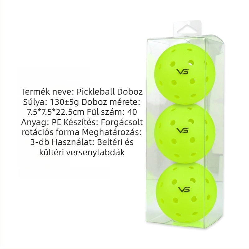 Vispinvo pickleball labda – 40 lyuk, PE anyag, tömeg 26 g