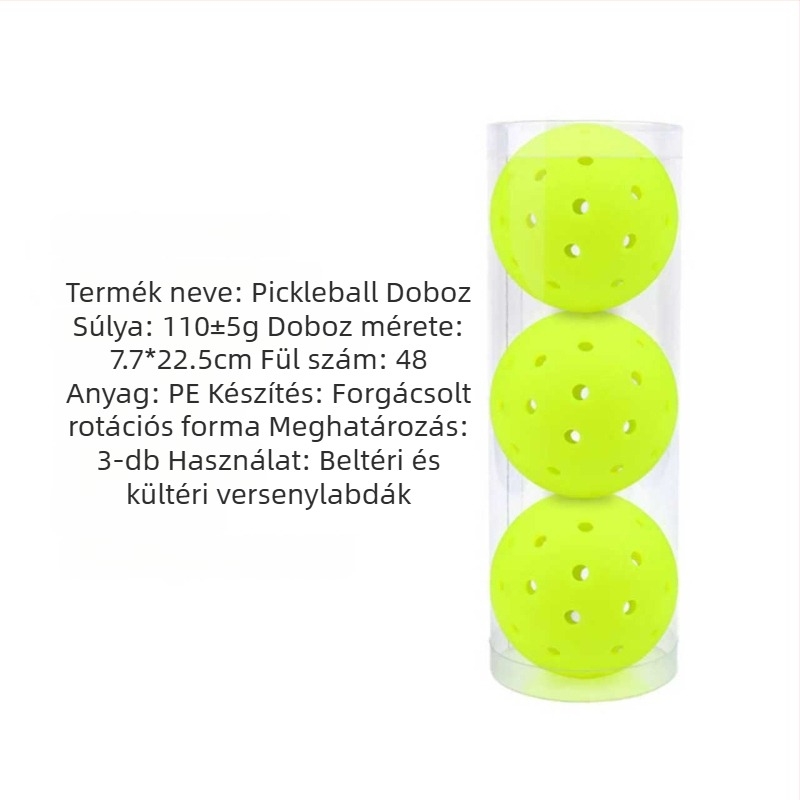 Vispinvo pickleball labda – 40 lyuk, PE anyag, tömeg 26 g