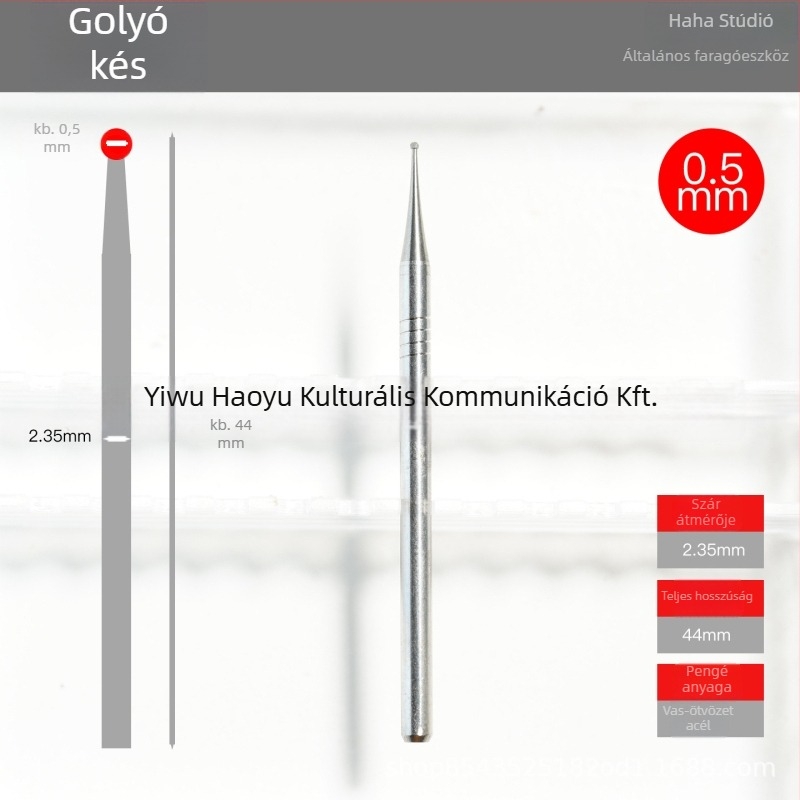 Kézzel készített golyófejű faragókés tungsten- acélból, faragáshoz fa, csont és olívamag faragására