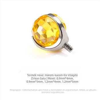 Titánium nyelvpiercing cirkónos geometriai diszkó golyóval — uniszex fül- és testpiercing ékszer, titánötvözet, cirkón kristályok, geometriai forma