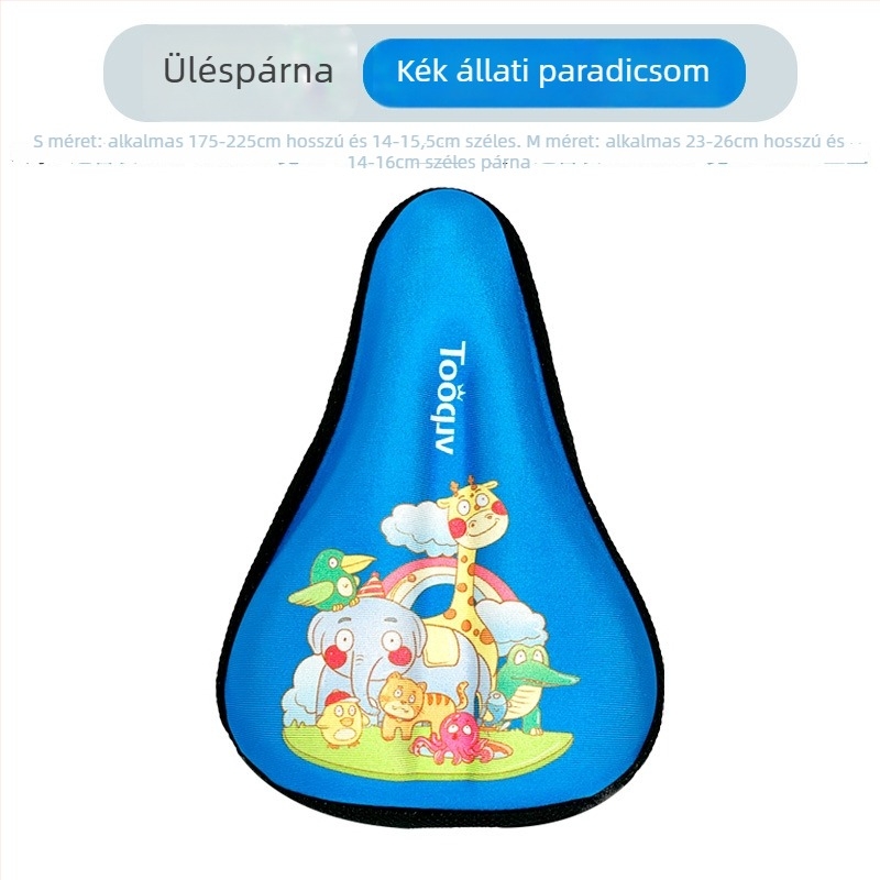 Gyerekeknek szóló kerékpár ülésfedő puha szilikon párnával, rajzfilmfigurás dizájn, megnövelt vastagsággal a kényelemért
