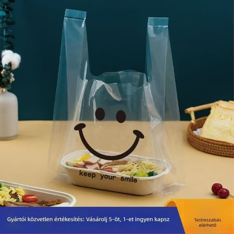 Átlátszó egyszer használatos takeaway táska gyümölcsök és desszertek számára, duplán vastag 8 szál, Anhui eredet, napi kapacitás 100000