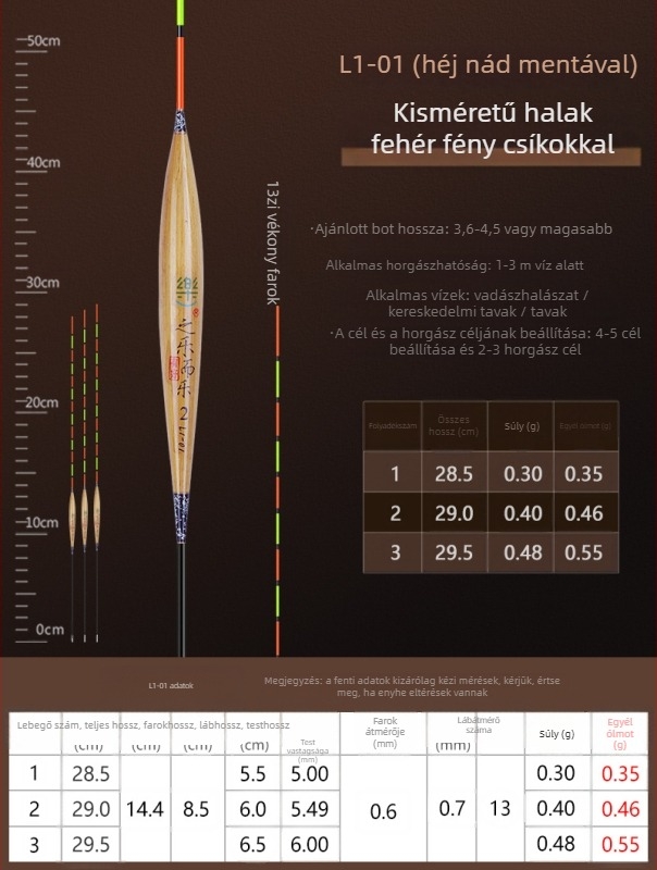 Vertikális sodrású horgászúszó – vastag nádból készült dizájn, rendkívül látható, rendkívül érzékeny harapásjelző, anti-drift, kompozit anyag