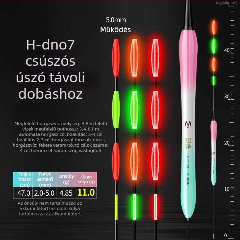 Kőből készült horgászlebegő hosszú dobásokhoz, éjszakai világítás, elektromos kapásjelző, színváltó, vastag profil nagy pontyokra (nagyfejű ponty és ezüst ponty)