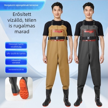 Uniszex horgászesőruha egyben, beépített vízálló nadrággal – vízálló, kopásálló, egész éves használatra