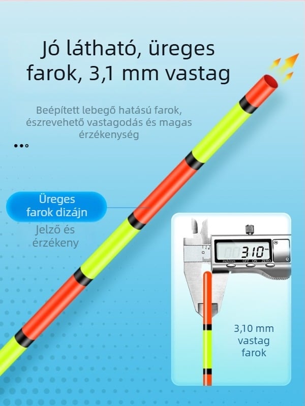 Vertikális sodrású horgászpluta, Fishing eyes, nano anyag