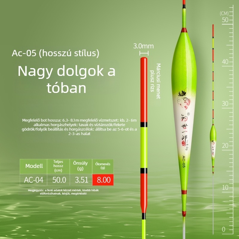 Vertical drift horgászúsú úszó hosszú dobásokhoz, vastag test, nagy érzékenység és feltűnően élénk csúcs