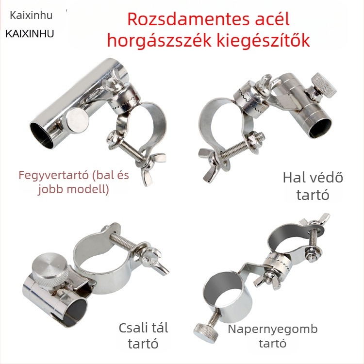 Happy Tiger Rozsdamentes acélhorgász széki kiegészítők – háromrészes készlet, etetőkosár és halvédő tartó