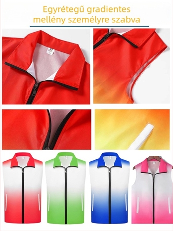 Gradient mintás önkéntes mellény, 100% poliészter, elől cipzár, laza szabás