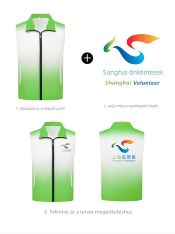 Gradient mintás önkéntes mellény, 100% poliészter, elől cipzár, laza szabás