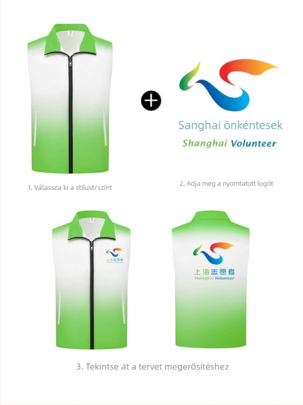 Gradient mintás önkéntes mellény, 100% poliészter, elől cipzár, laza szabás