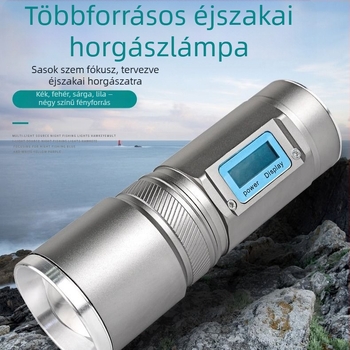 Éjszakai horgászlámpa négy fényforrással, zoom funkcióval, nagy teljesítményű lézer-toronával, akkumulátoros