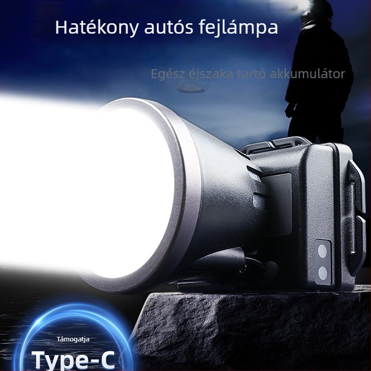 Újratölthető fejlámpa, ultranagy fényerő, 300 m hatótáv, 10 órás üzemidő, 18650 Li-ion akkumulátor
