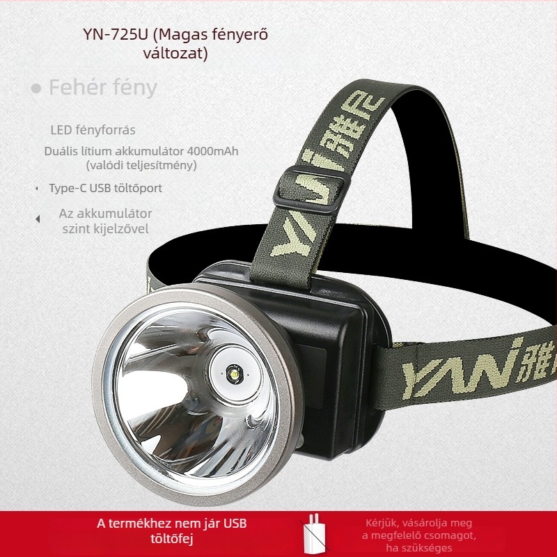 Újratölthető fejlámpa, ultranagy fényerő, 300 m hatótáv, 10 órás üzemidő, 18650 Li-ion akkumulátor