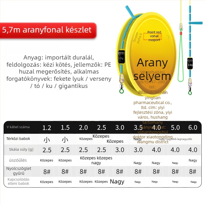 Nylon fő damil készlet, hossz 2.7–8.1 m, alkalmas tavakra, tározókra és folyókra