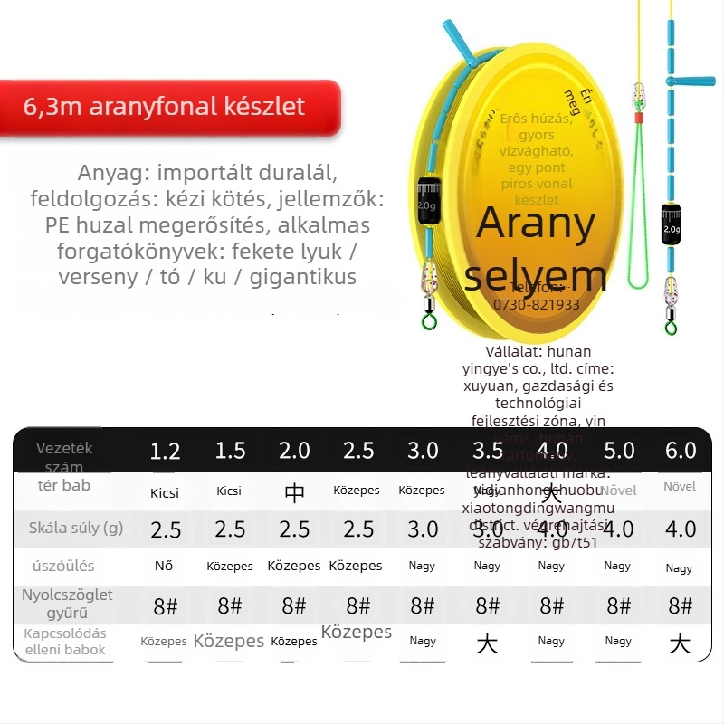 Nylon fő damil készlet, hossz 2.7–8.1 m, alkalmas tavakra, tározókra és folyókra