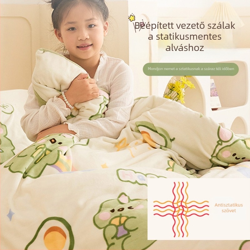 Baba pléd mag – tej-velúr anyag, poliészter és szója fehérje töltet, téli szezon, gyerekeknek 10 év alattiak számára, súly 1,1–1,5 kg