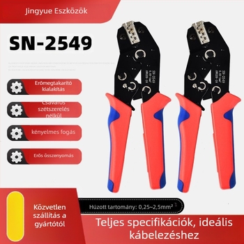 SN-58B krimpelő fogó ratchettel autóhálózati terminálokhoz, hideg préselés, súly 0.4